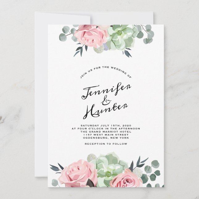 Faire-part de mariage floral simple (Devant)