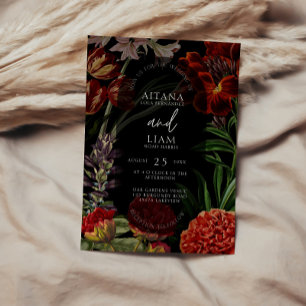 Faire-part de mariage floral sombre et sombre