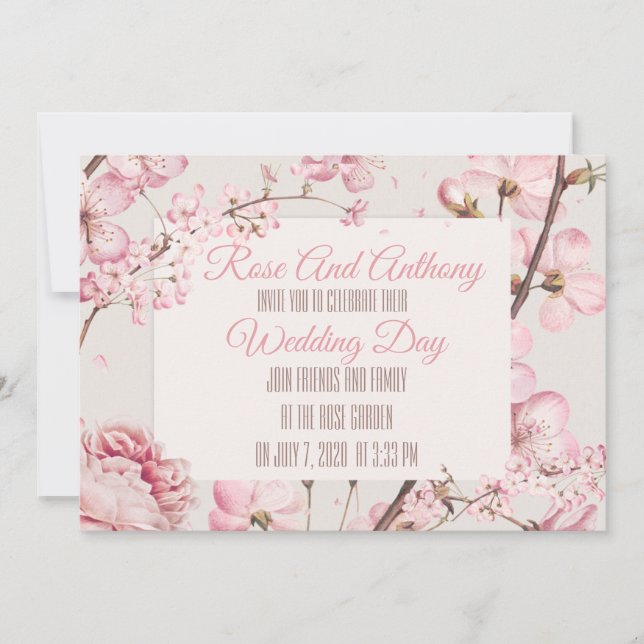 Faire-part de mariage floral souple (Devant)