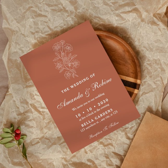 Faire-part de mariage Floral Terracotta (Créateur téléchargé)
