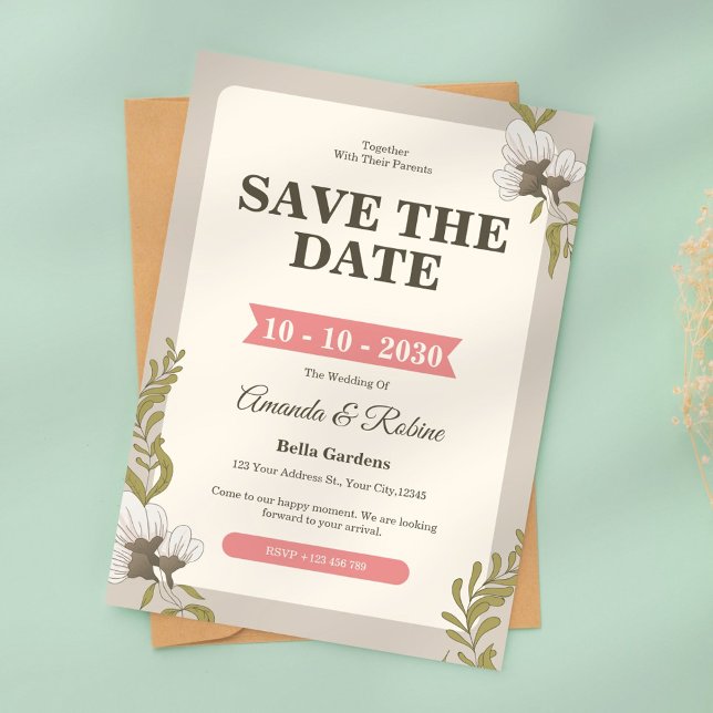 Faire-part de mariage Floral vintage (Créateur téléchargé)