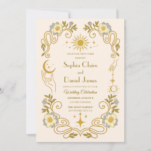 Faire-Part de Mariage Floral Vintage Mystique