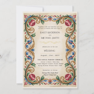 Faire-part de mariage floral vintage Renaissance