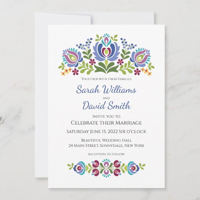 Faire-part de mariage Floral Violet Design hongroi (Devant)