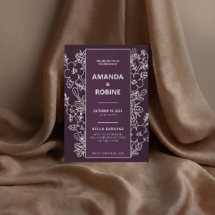 Faire-part de mariage Floral violet moderne