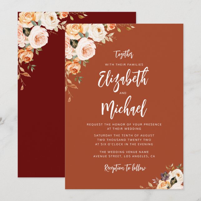 faire-part de mariage florale (Devant / Derrière)