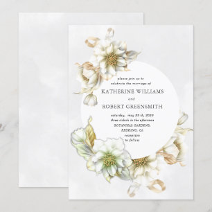 Faire-part de mariage florale d'albâtre victorien