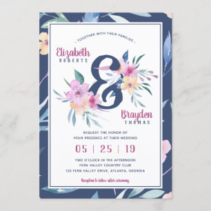 Faire-part de mariage florale de printemps, Boho