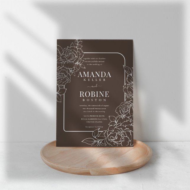 Faire-part de mariage florale foncée (Créateur téléchargé)