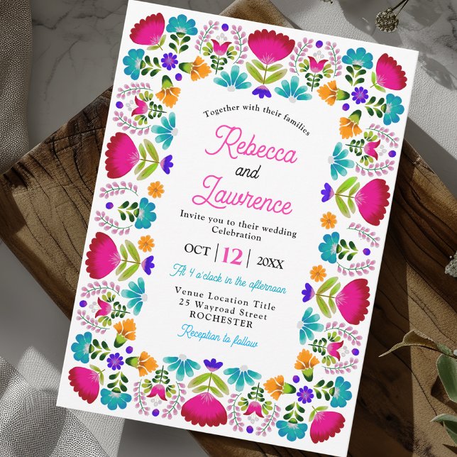 Faire-part de mariage florale mexicaine moderne (Créateur téléchargé)