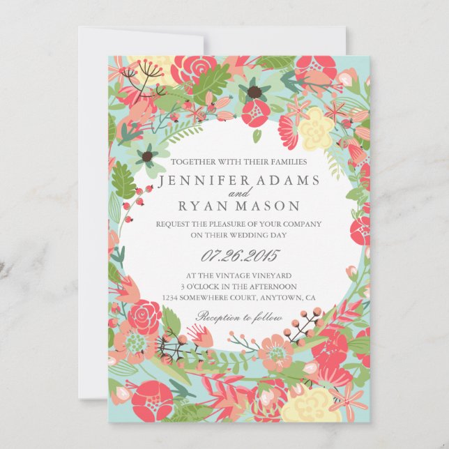 FAIRE-PART DE MARIAGE FLORALE MODERNE (Devant)