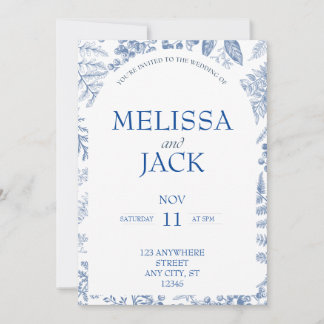 Faire-part de mariage Florale moderne blanc et ble