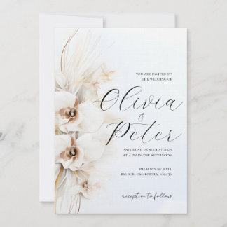 Faire-part de mariage florale neutre Boho