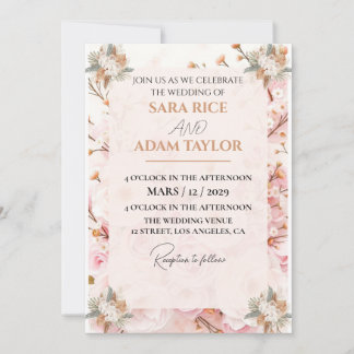 Faire-part de mariage florale romantique - Collage