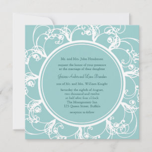 Faire-part de mariage florale soignée (turquoise)