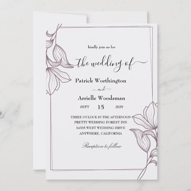faire-part de mariage florale traditionnelle (Devant)