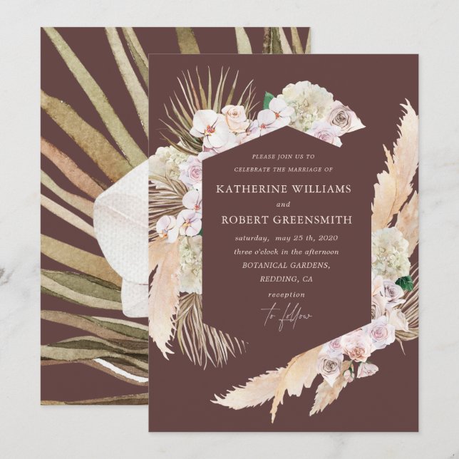 Faire-part de mariage florale tropicale (Devant / Derrière)
