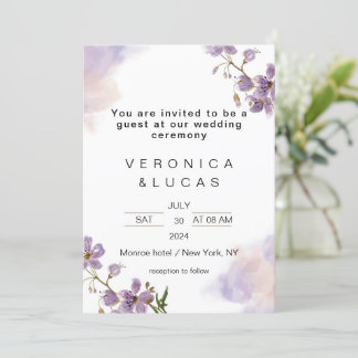 Faire-part de mariage Florale violet blanc
