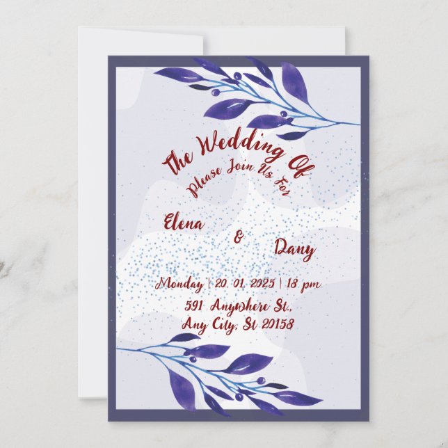 Faire-part de mariage Florale Violet : Un rêve (Devant)