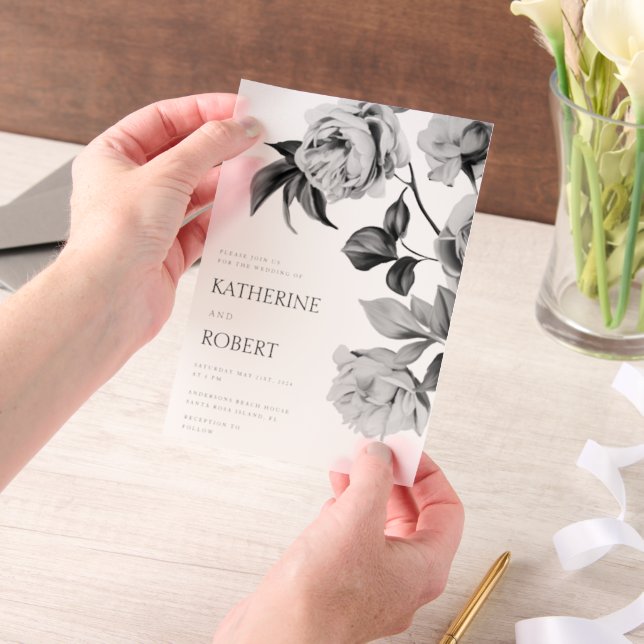 Faire-part de mariage floraux botaniques modernes (Ordinateur de poche)