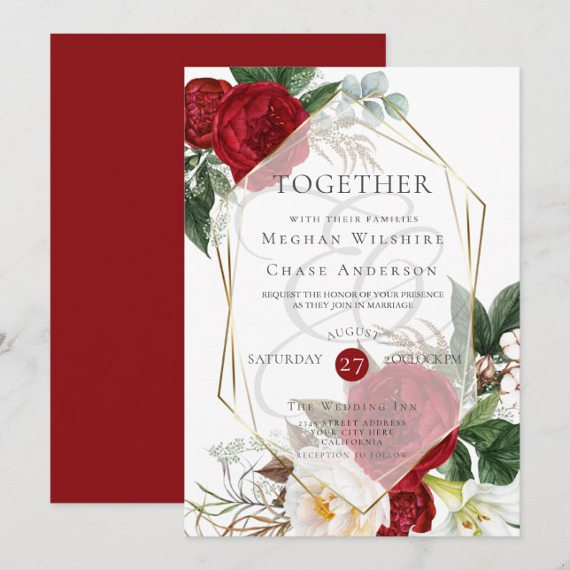 Faire-part de mariage | Flore d'araignée et d'ivoi (Devant / Derrière)