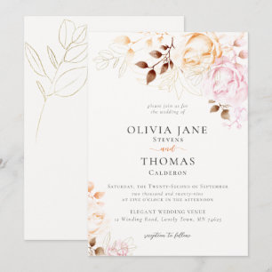 Faire-part de mariage flou orange d'automne modern