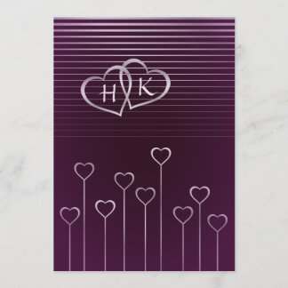 Faire-part de mariage foncé de coeur d'argent de