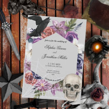 Faire-part de mariage foncé mauve et noire
