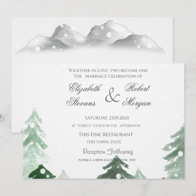 Faire-part de mariage forestier (Devant / Derrière)