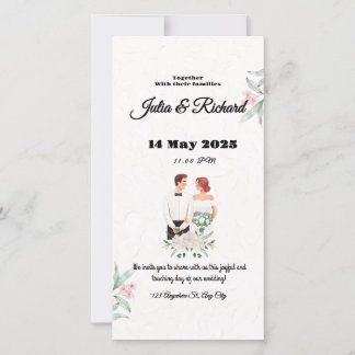 Faire-part de mariage Formel Beige et Vert Floral