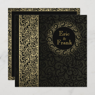 Faire-part de mariage Formel Élégant Black Gold