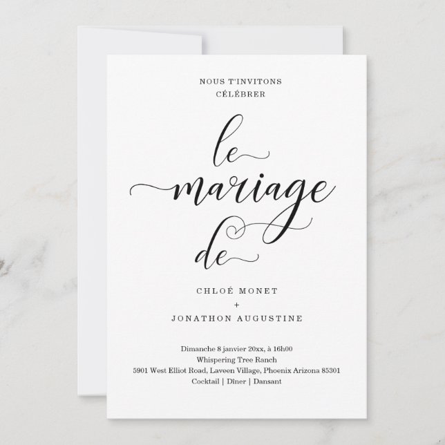 Faire-part de mariage français (Devant)