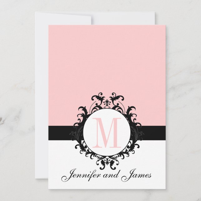 Faire-part de mariage français chic de monogramme (Devant)
