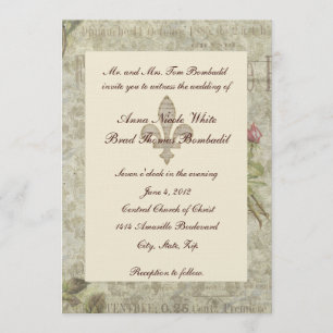 Faire-part de mariage français vintage de collage