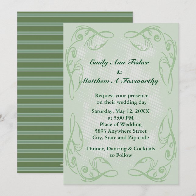 Faire-part de mariage frontalier Abstrait de Kale (Devant / Derrière)