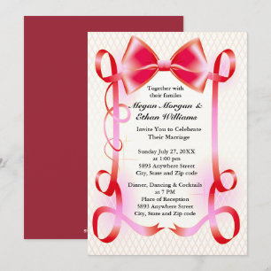 Faire-part de mariage frontalier de la Bow rouge e