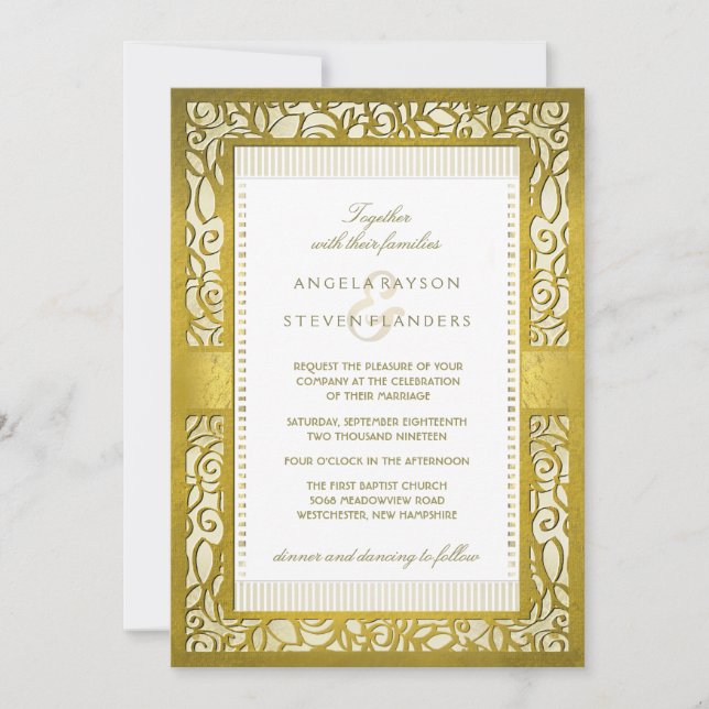 Faire-part de mariage frontalier Golden Regal Deco (Devant)