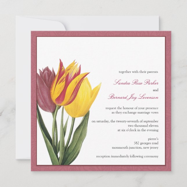 Faire-part de mariage frontalier Rose des tulipes (Devant)