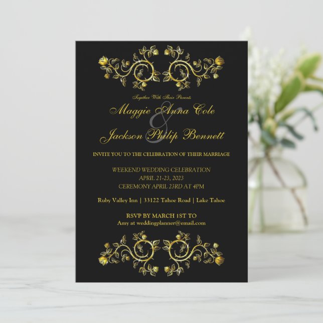 Faire-part de mariage frontalier Rose d'or (Debout devant)