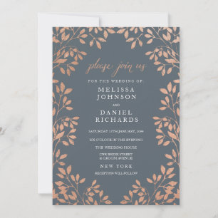 Faire-part de mariage frontière Feuille de bronze