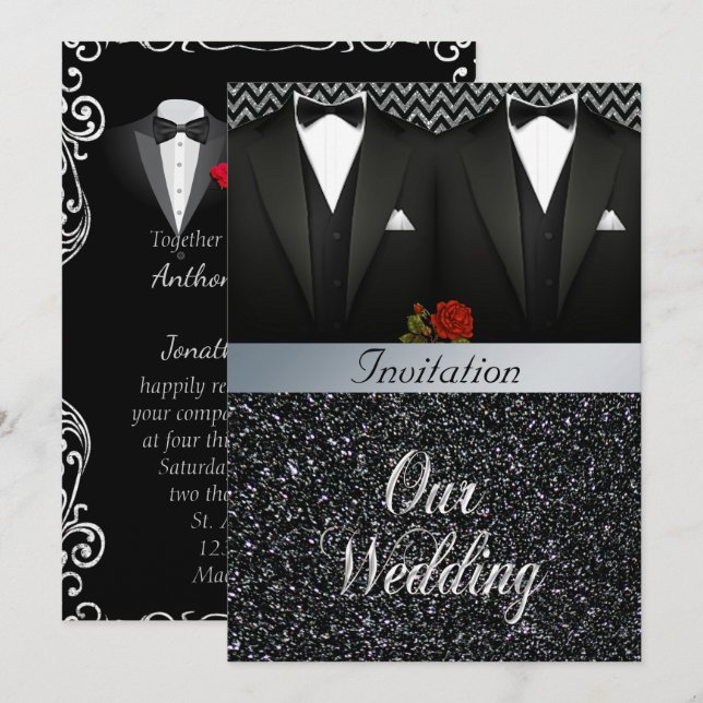 Faire-part de mariage gai de smoking (Devant / Derrière)