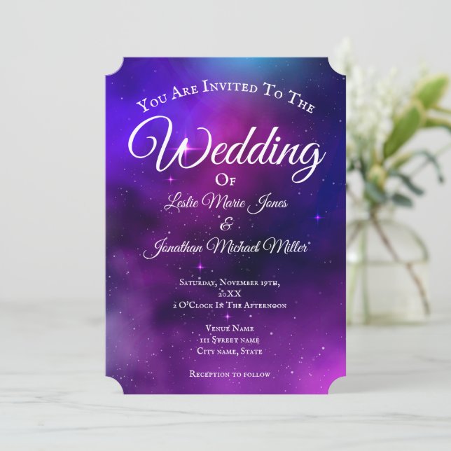 Faire-part de mariage Galaxie (Debout devant)