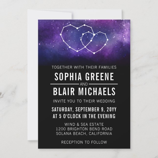 Faire-part de mariage Galaxie | Constellation des  (Devant)