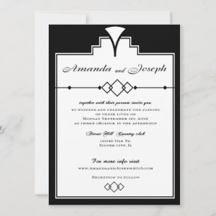Faire-part de mariage Gatsby noir et blanc