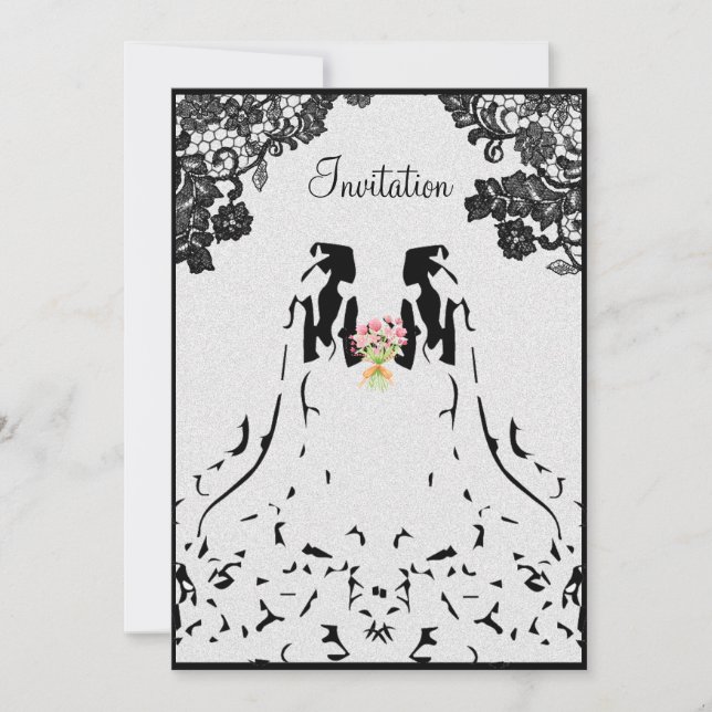 Faire-part de mariage gay lesbien avec deux mariée (Devant)