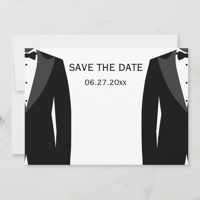 Faire-part de mariage gay noir et blanc (Devant)