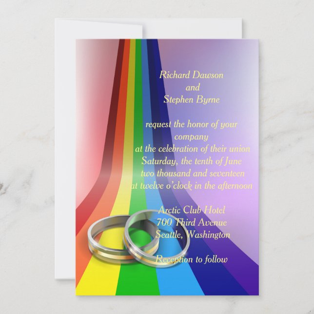 Faire-part de mariage Gay Rainbow et Cercles (Devant)