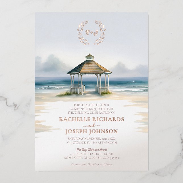 Faire-part de mariage Gazebo de plage aquarelle (Recto)
