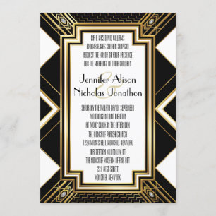 Faire-part de mariage géométrique Art déco glamour