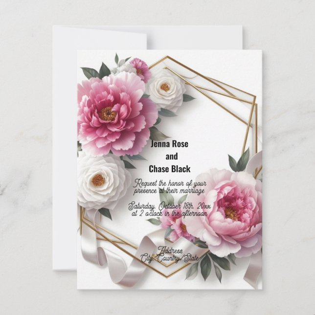 Faire-part de mariage géométrique de couronne (Devant)